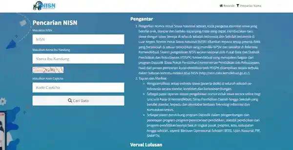 cek nisn dengan nama